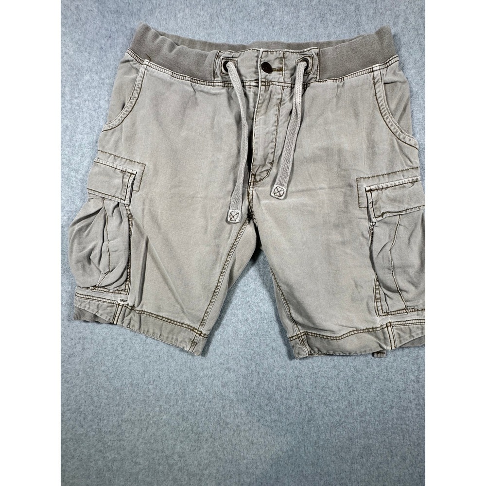 Jet Lag Flavours Super 6 Mens Cargo Shorts Khaki Tan Elastic Waist Utility 34